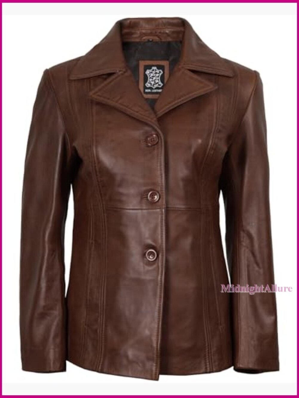 Real Lambskin Leather Blazer Coat Women's Tailored Casual Dressy Jacket - Picture 3 of 7